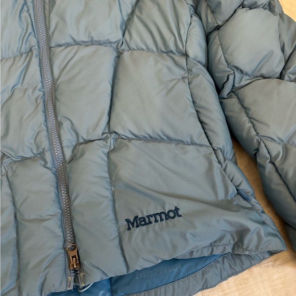 Marmot Goose Down Puffer Coat Jacket Blue Womens Medium - Picture 4 of 7